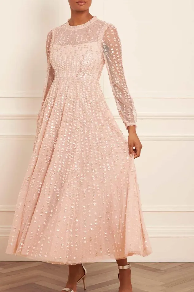 Needle and Thread Dresses Raindrop Long Sleeve Ankle Gown Beige 8211 Women