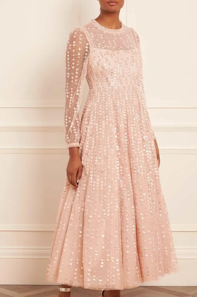 Needle and Thread Dresses Raindrop Long Sleeve Ankle Gown Beige 8211 Women
