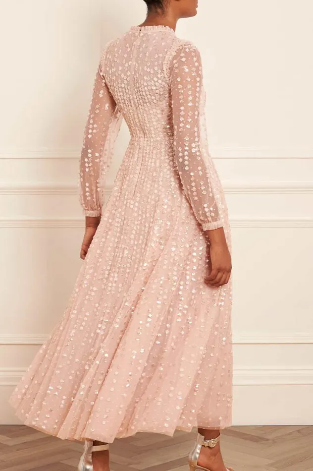 Needle and Thread Dresses Raindrop Long Sleeve Ankle Gown Beige 8211 Women