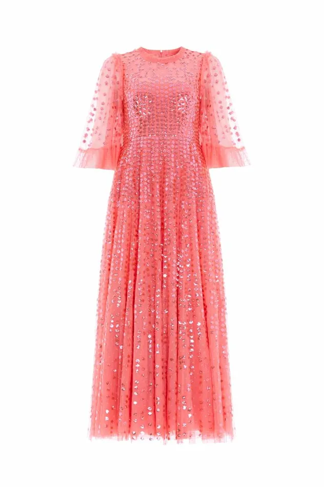 Needle and Thread Dresses Raindrop Short Sleeve Ankle Gown Pink 8211 Women