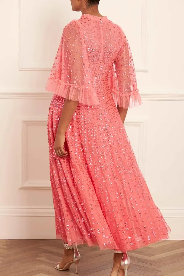 Needle and Thread Dresses Raindrop Short Sleeve Ankle Gown Pink 8211 Women