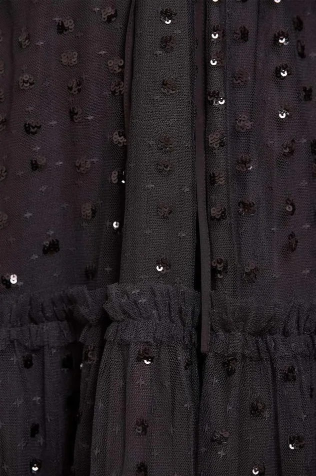 Needle and Thread Dresses Raindrop Smocked OffShoulder Micro Mini Dress Black 8211 Women