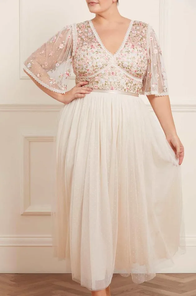 Needle and Thread Dresses Ribbon Bouquet Bodice Ankle Gown Champagne 8211 Women