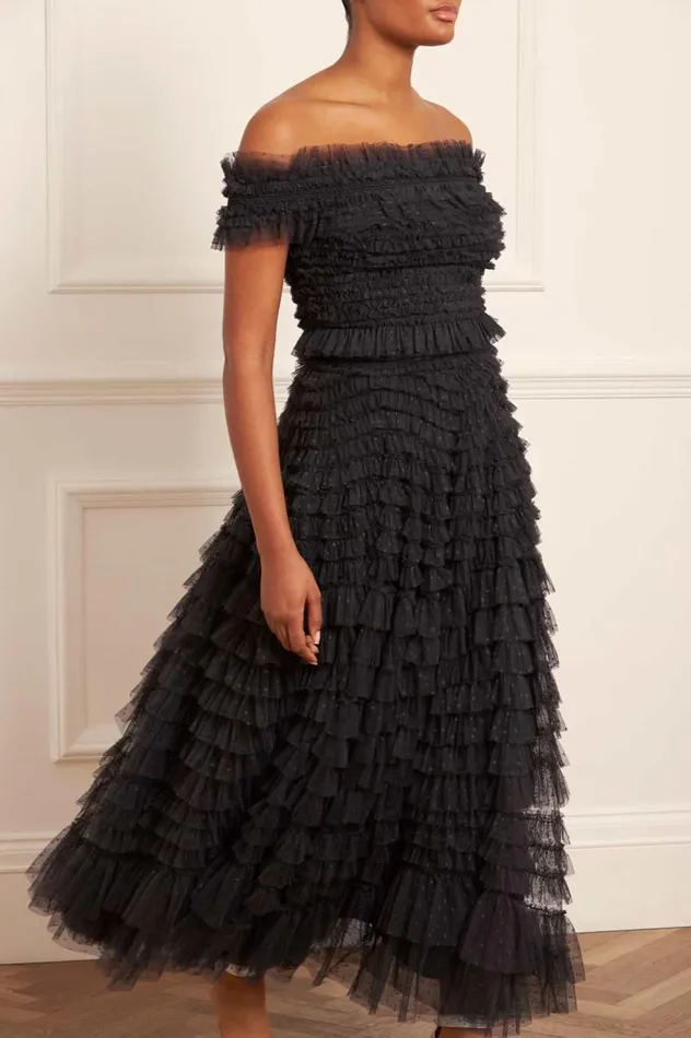 Needle and Thread Skirts Hattie Ruffle Ankle Skirt Black 8211 Women