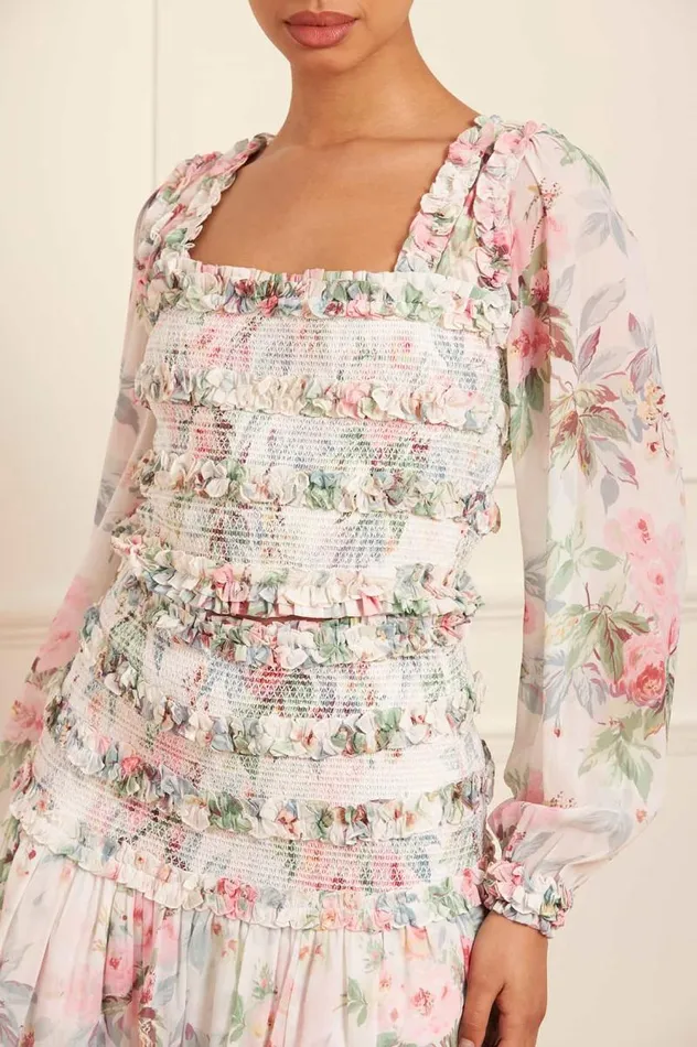 Needle and Thread Tops Paradise Garden Maria Chiffon Crop Top Multi 8211 Women