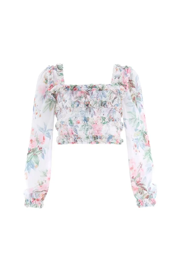 Needle and Thread Tops Paradise Garden Maria Chiffon Crop Top Multi 8211 Women