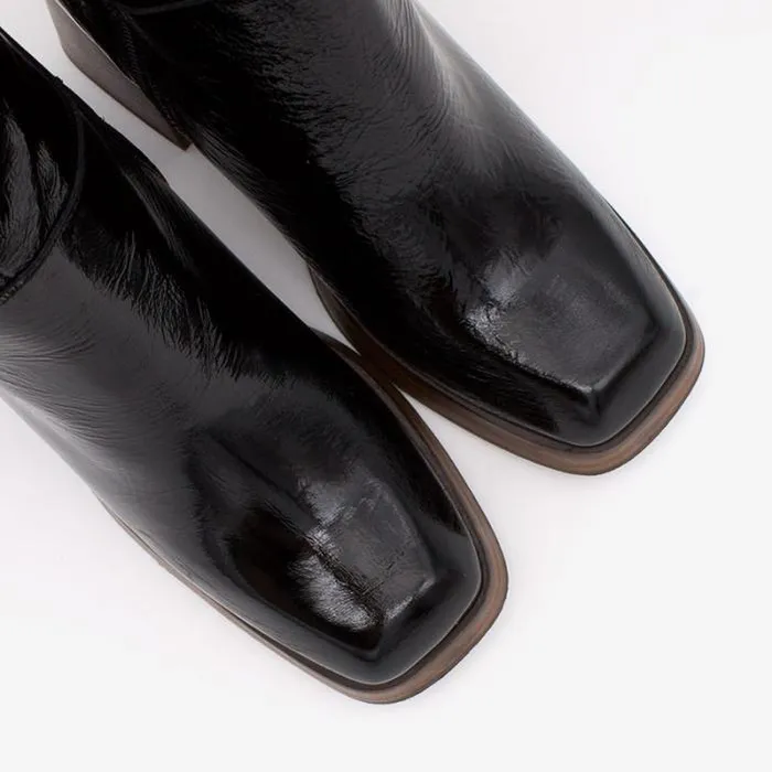 ngel Alarcn Boots And Booties Woman OLAMA 8211 Comfortable Shiny Leather Boots With Chunky Heels And Platform