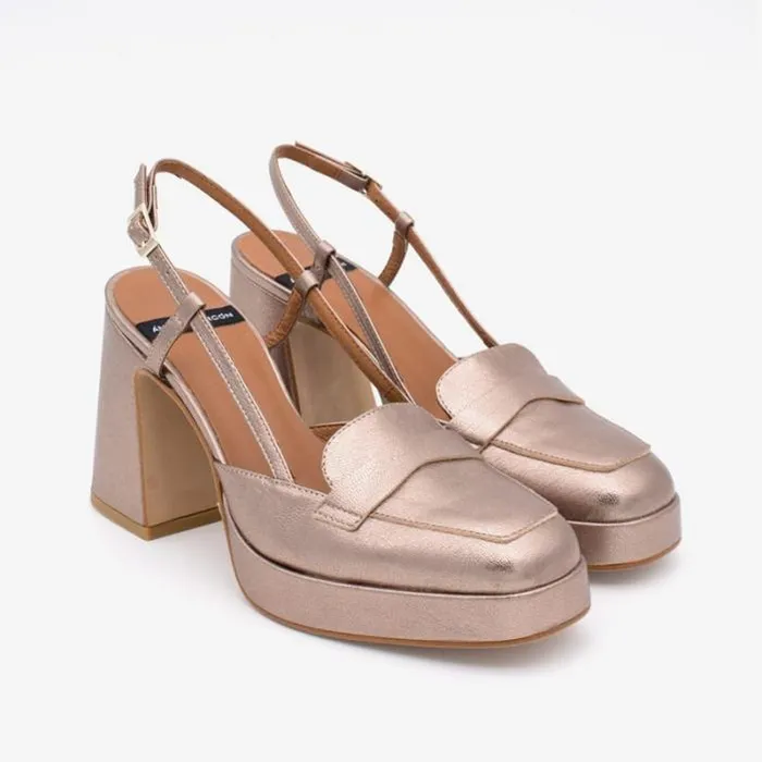 ngel Alarcn Heeled Shoes Woman SAYAL 8211 Loafer With Wide High Heel And Plartaform