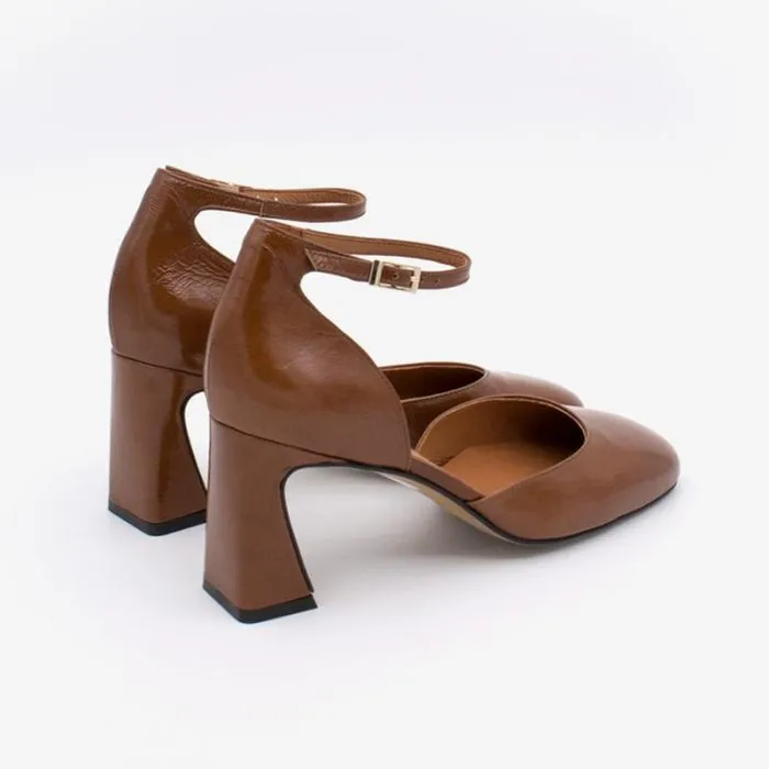 ngel Alarcn Heeled Shoes Woman Shiny Eather Ankle Strap D039orsay With Comfortable Heel