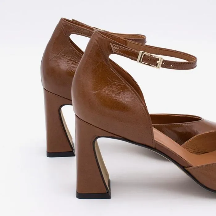 ngel Alarcn Heeled Shoes Woman Shiny Eather Ankle Strap D039orsay With Comfortable Heel