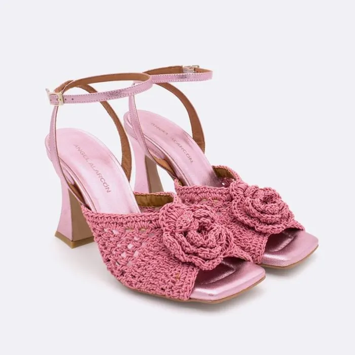 ngel Alarcn Metallized Shoes Woman MARANE 8211 Crochet Sandal With Ankle Strap
