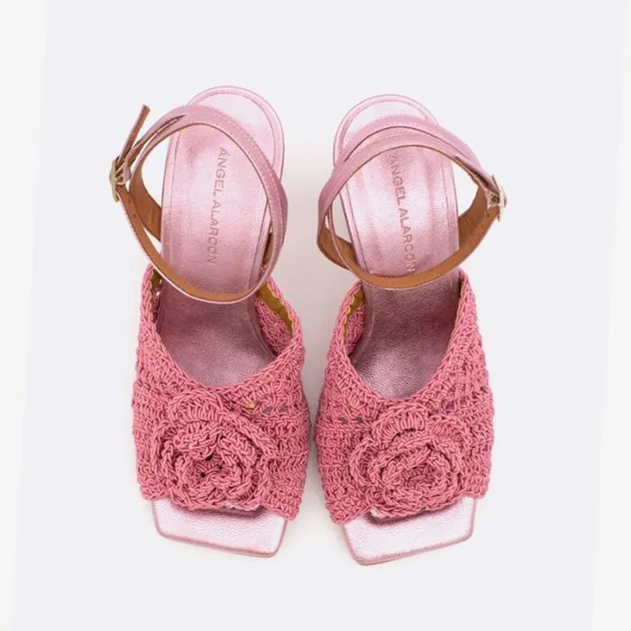 ngel Alarcn Metallized Shoes Woman MARANE 8211 Crochet Sandal With Ankle Strap