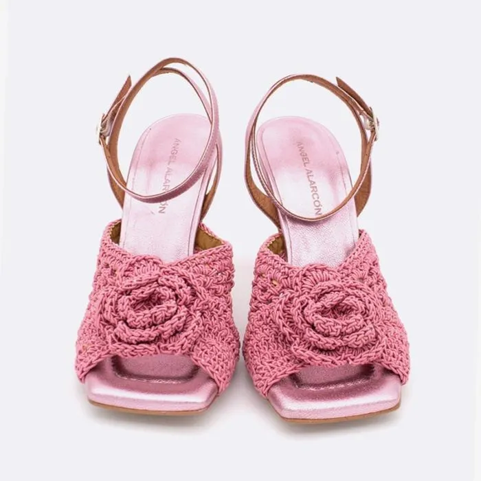 ngel Alarcn Metallized Shoes Woman MARANE 8211 Crochet Sandal With Ankle Strap