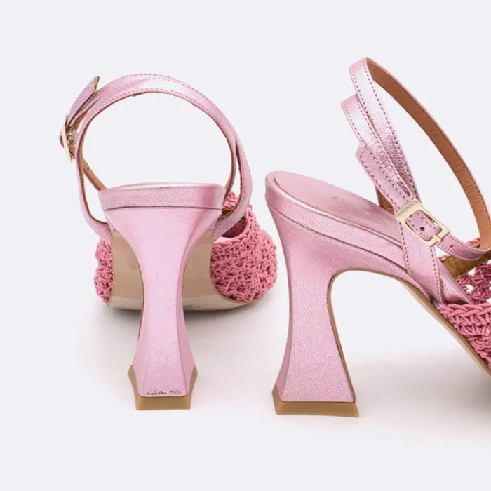 ngel Alarcn Metallized Shoes Woman MARANE 8211 Crochet Sandal With Ankle Strap