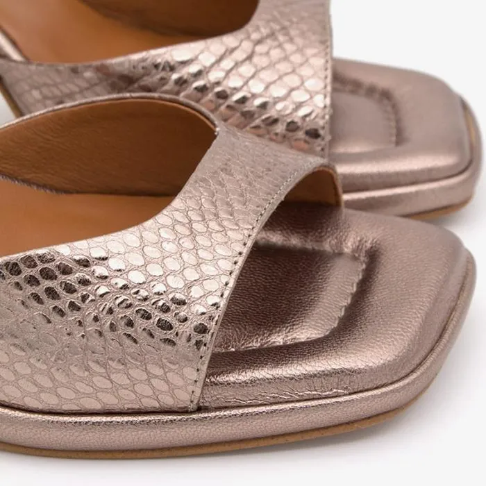 ngel Alarcn Metallized Shoes Woman PERLET 8211 Metallized Print Snake Leather Ankle Strap Sandals