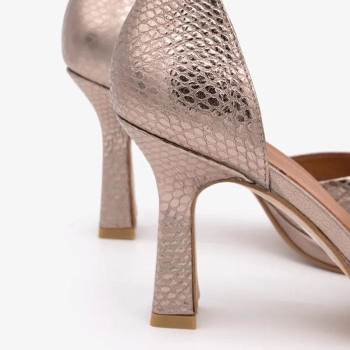 ngel Alarcn Metallized Shoes Woman PERLET 8211 Metallized Print Snake Leather Ankle Strap Sandals