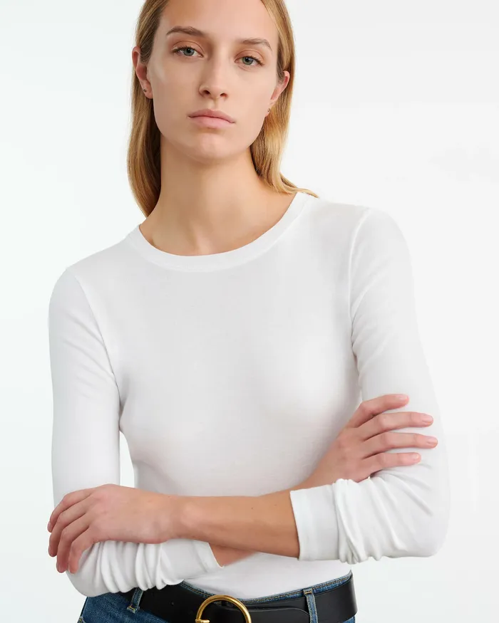 Nili Lotan EMELIE LONG SLEEVE TEE Black Women Tees