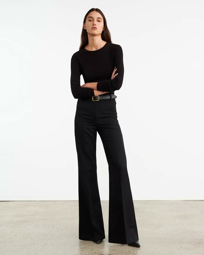 Nili Lotan EMELIE LONG SLEEVE TEE Black Women Tees