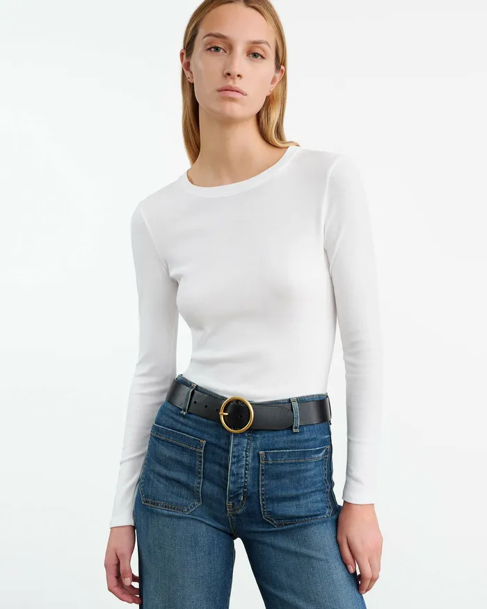 Nili Lotan EMELIE LONG SLEEVE TEE Black Women Tees