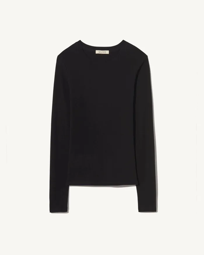 Nili Lotan EMELIE LONG SLEEVE TEE Black Women Tees