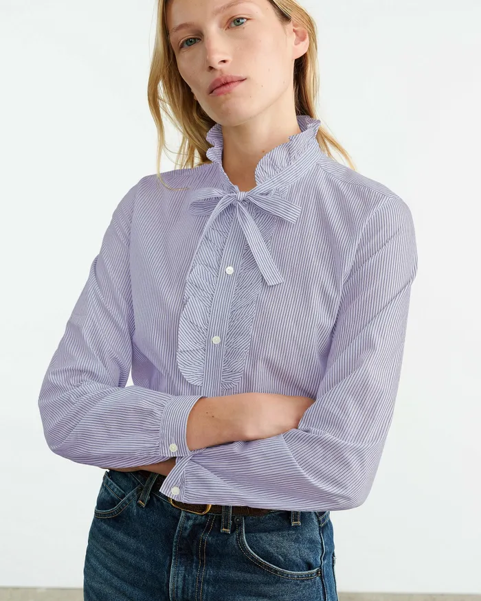Nili Lotan Tops Women MIERA SHIRT Mini Navy Stripes