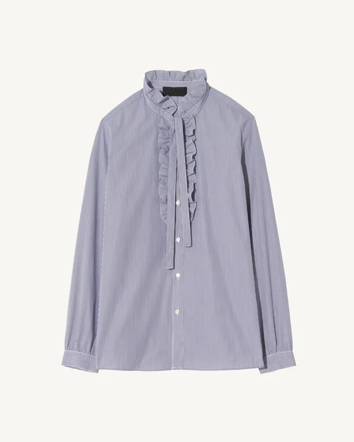 Nili Lotan Tops Women MIERA SHIRT Mini Navy Stripes