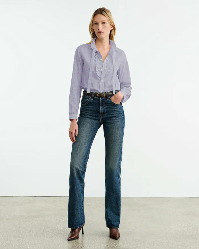 Nili Lotan Tops Women MIERA SHIRT Mini Navy Stripes