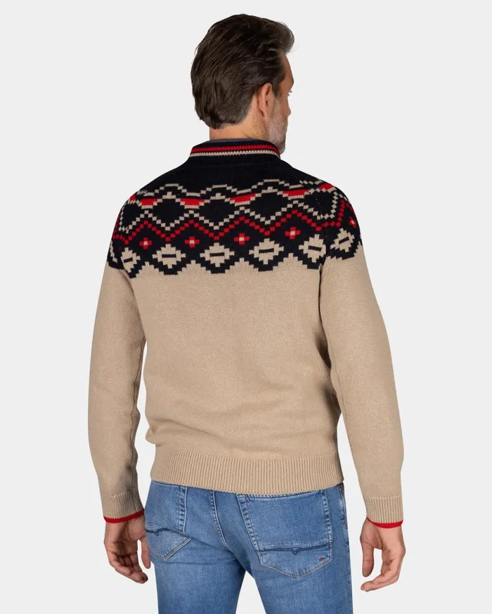 NZA New Zealand Auckland Knitwear Beige Sweater With Black Print 8211 Winter Navy 8211 Men NZA New Zealand Auckland Knitwear Beige Sweater With Black Print 8211 Winter Navy 8211 Men