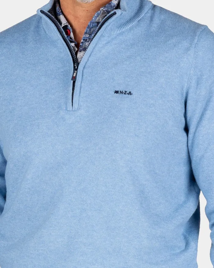 NZA New Zealand Auckland Knitwear Blue Pullover With Elastane 8211 Brave Blue 8211 Men