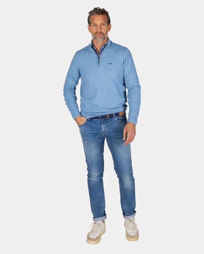 NZA New Zealand Auckland Knitwear Blue Pullover With Elastane 8211 Brave Blue 8211 Men