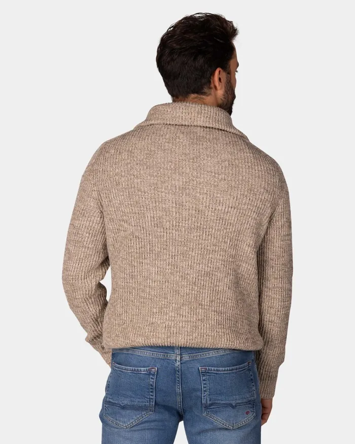 NZA New Zealand Auckland Knitwear Cotton Brown Knitted HalfZip Sweater 8211 Chestnut 8211 Men