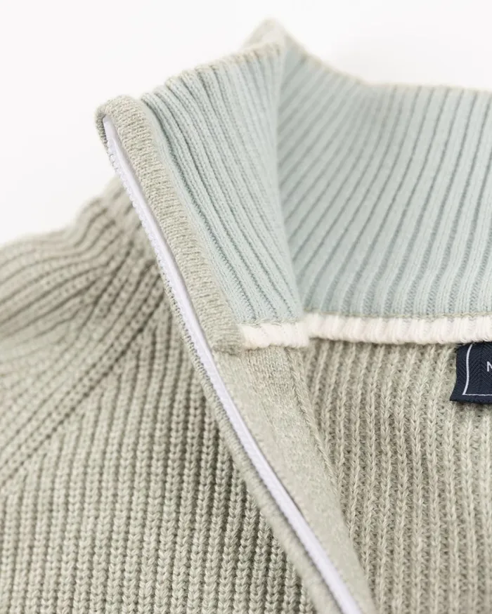 NZA New Zealand Auckland Knitwear Light Green Knitted Half Zip Pullover 8211 Sage 8211 Men
