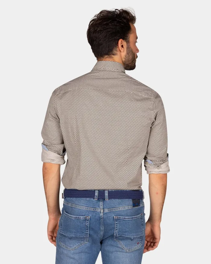 NZA New Zealand Auckland Shirts Brown Cotton Shirt With Pattern 8211 Dark Mocca 8211 Men