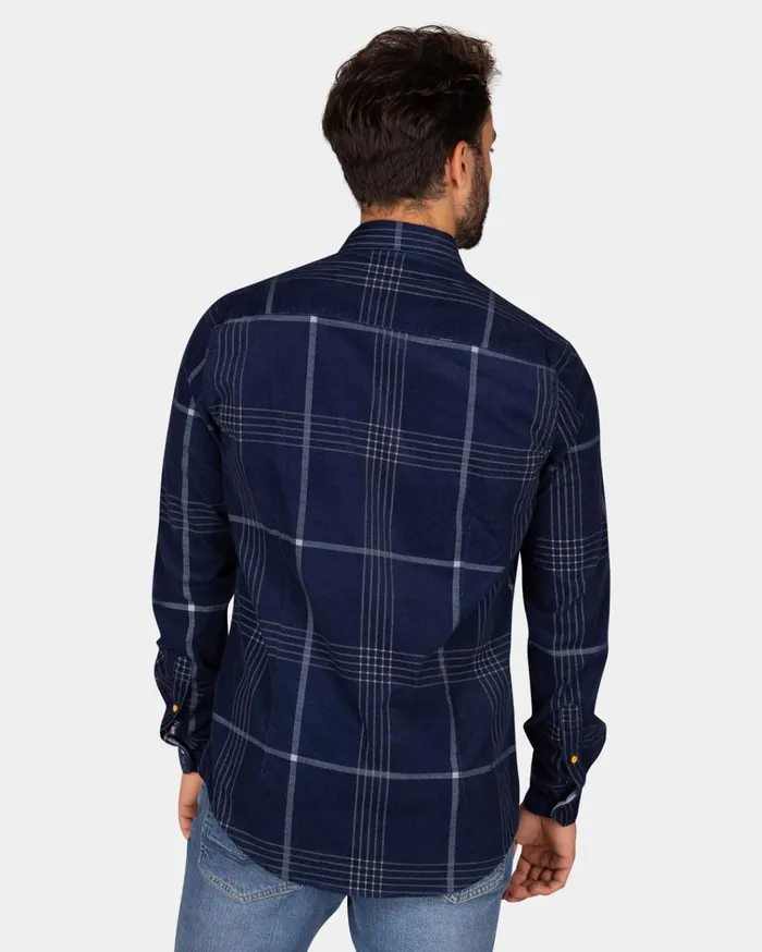NZA New Zealand Auckland Shirts Corduroy Dark Blue Checkered Shirt 8211 Winter Navy 8211 Men