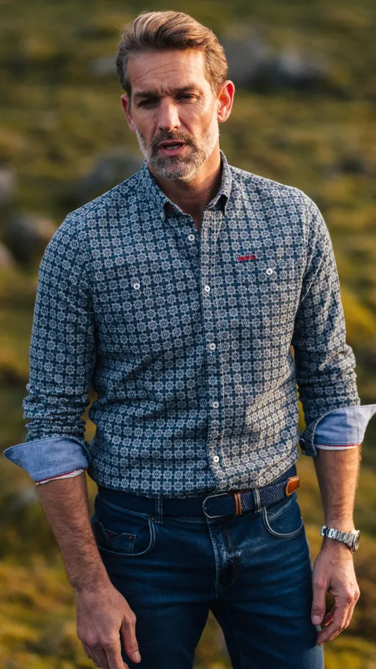 NZA New Zealand Auckland Shirts Navy Corduroy Shirt With Polka Dots 8211 Winter Navy 8211 Men NZA New Zealand Auckland Shirts Navy Corduroy Shirt With Polka Dots 8211 Winter Navy 8211 Men