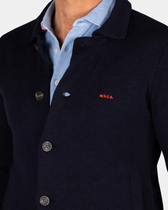 NZA New Zealand Auckland Sweatshirts Dark Blue Cotton Overshirt 8211 Midnight Navy 8211 Men