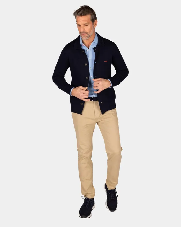 NZA New Zealand Auckland Sweatshirts Dark Blue Cotton Overshirt 8211 Midnight Navy 8211 Men