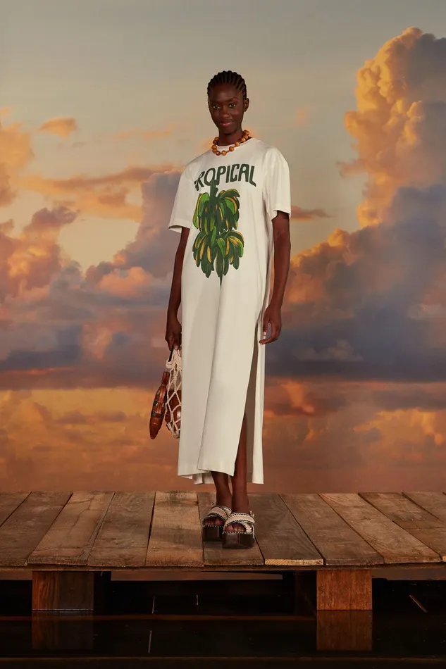 OffWhite Tropical Organic Cotton TShirt Dress Women Farm Rio TShirts