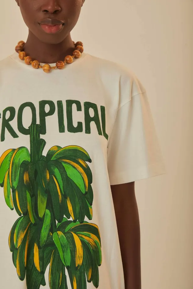 OffWhite Tropical Organic Cotton TShirt Dress Women Farm Rio TShirts