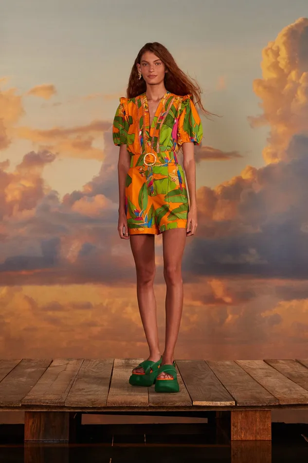 Orange Fresh Macaws Romper Women Farm Rio Rompers