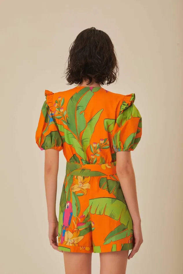 Orange Fresh Macaws Romper Women Farm Rio Rompers