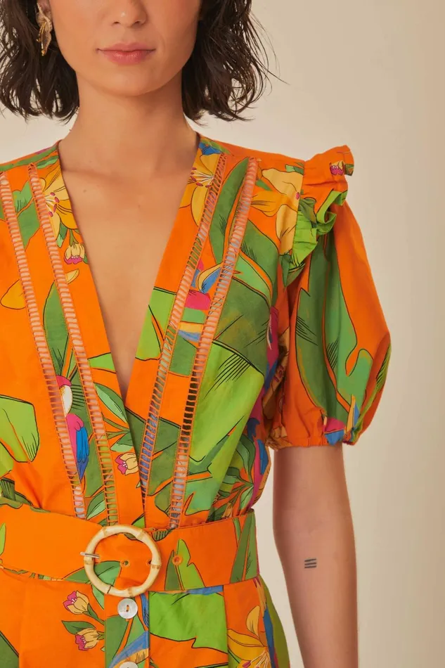 Orange Fresh Macaws Romper Women Farm Rio Rompers