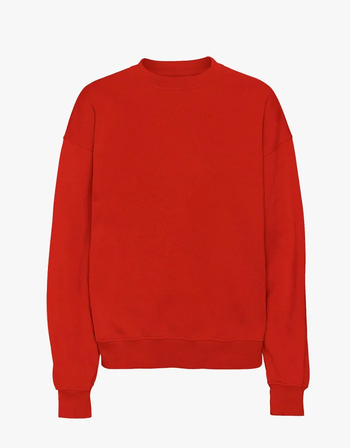Organic Oversized Crew 8211 Scarlet Red Crewneck Sweatshirts Colorfulstandard Men