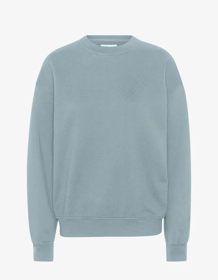 Organic Oversized Crew 8211 Steel Blue Women Crewneck Sweatshirts Colorfulstandard