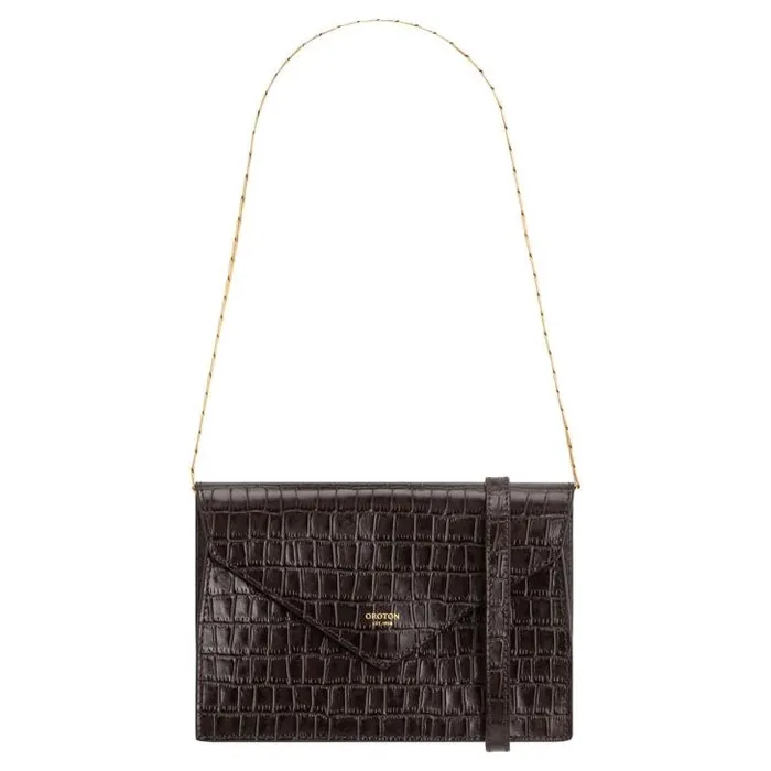 Oroton Clutches Mia Texture Clutch Mahogany Croc 8211 Women