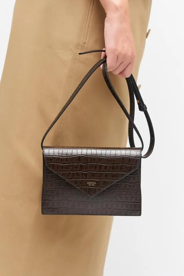 Oroton Clutches Mia Texture Clutch Mahogany Croc 8211 Women