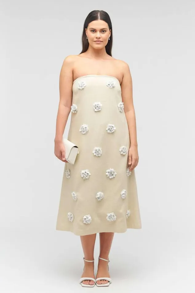 Oroton Dresses Flower Sequin Gown Limestone 8211 Women