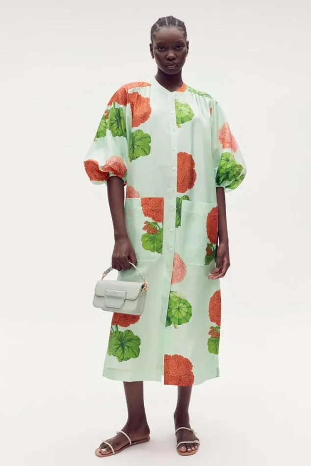Oroton Dresses Posie Garden Column Dress Sea Spray 8211 Women