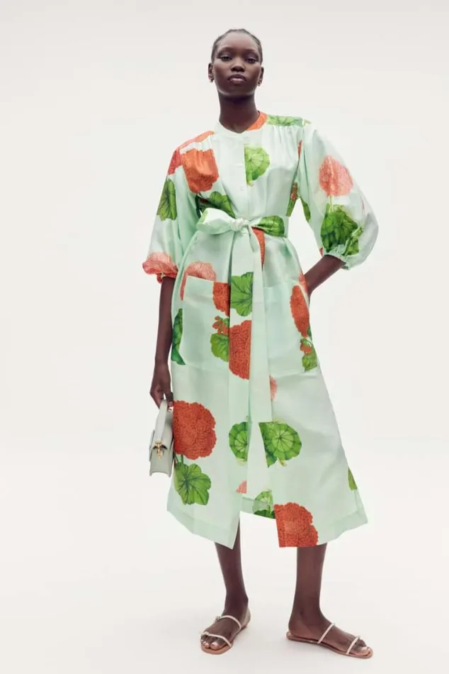 Oroton Dresses Posie Garden Column Dress Sea Spray 8211 Women