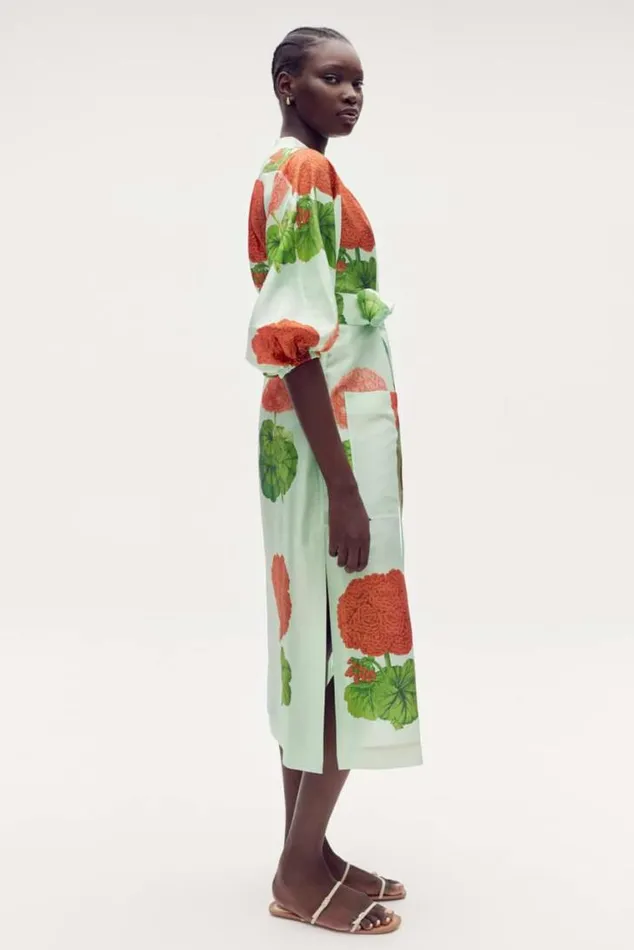 Oroton Dresses Posie Garden Column Dress Sea Spray 8211 Women